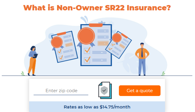 Screen shot from our non-owner SR22 insurance page.