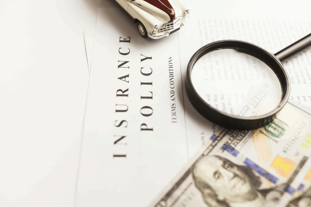 An insurance policy with a magnifying glass, signifying the need to carefully optimize coverage for your specific needs.