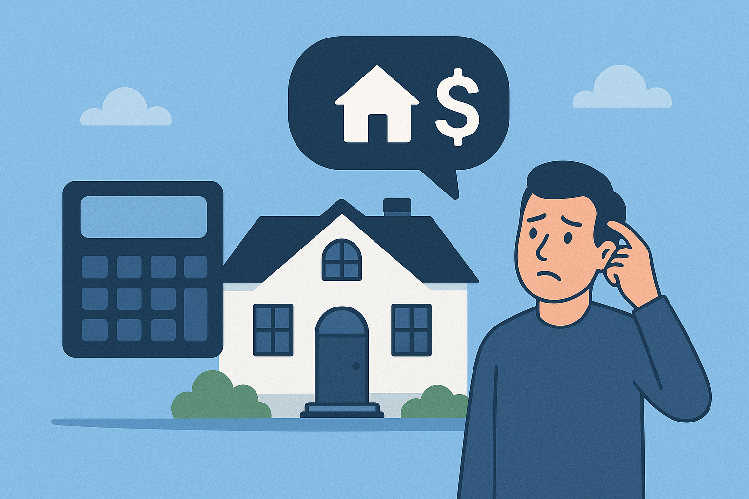 Image of a man scratching his head, feeling overwhelmed by home insurance costs