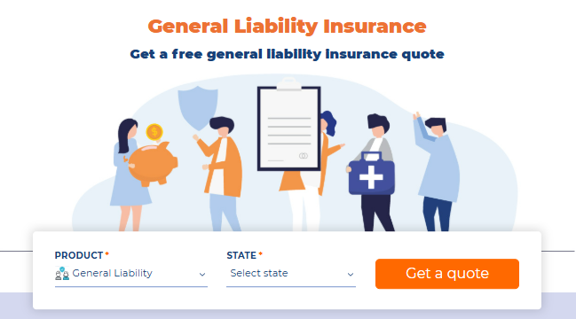 Screenshot from our General Liability free quote page
