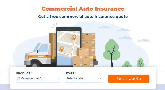 Screenshot of our free quote page for commercial auto insurance