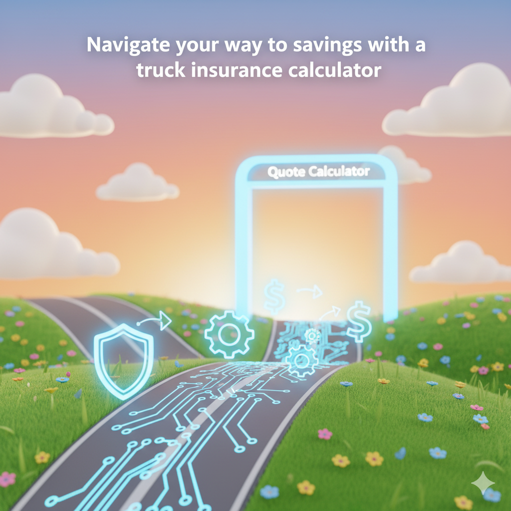 Driving down a digital road, leading to truck insurance calculator savings 