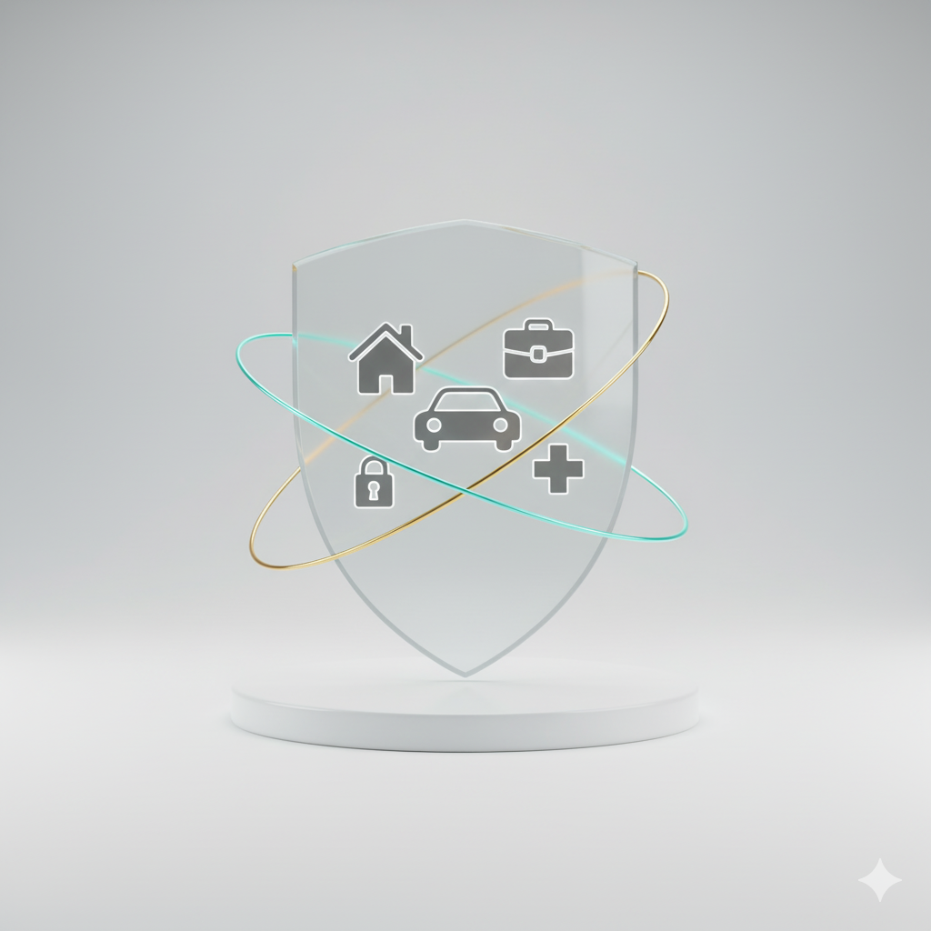 Visual representation of multiple insurance policies combined into one, reducing general liability insurance cost