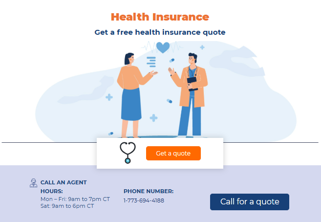Screenshot of our product page for quotes on health insurance